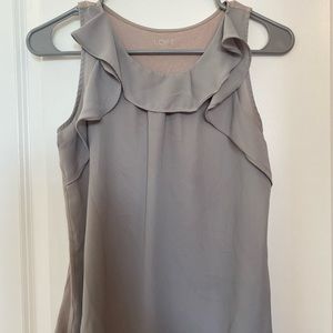 Loft blouse, size small petite, gray/cream color